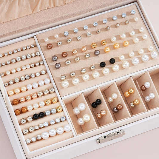 Stud Earrings for Women - Pearl Rhinestone Earring Set 114pcs Imitation Pearl & Rhinestone Earring - main product view