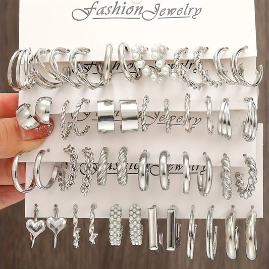Stud Earrings for Women - Pearl Set for 48Pcs - Imitation Pearl & Dangle Earring Collection, Boho - main product view