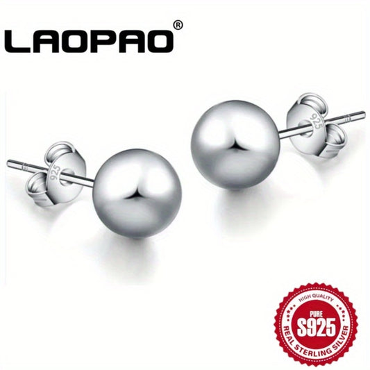 Stud Earrings for Women - S925 Sterling Silver 10mm Round Simple Minimalist Ear Piercing Jewelry - main product view