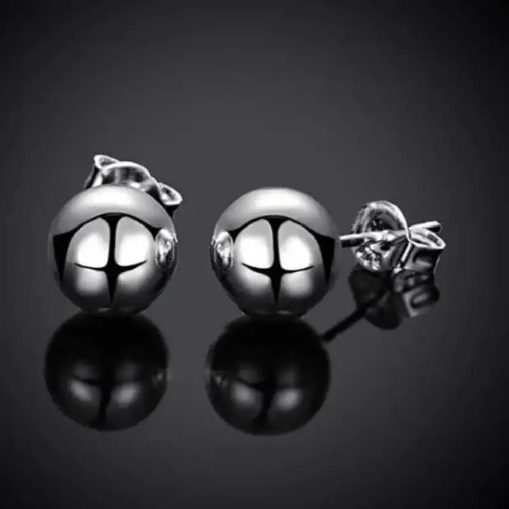 Stud Earrings for Women - S925 Sterling Silver 10mm Round Simple Minimalist Ear Piercing Jewelry - product detail view 7