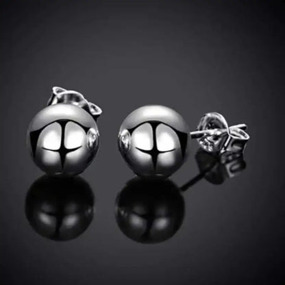 Stud Earrings for Women - S925 Sterling Silver 10mm Round Simple Minimalist Ear Piercing Jewelry - product detail view 7