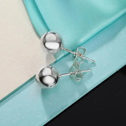 Stud Earrings for Women - S925 Sterling Silver 10mm Round Simple Minimalist Ear Piercing Jewelry - product detail view 9