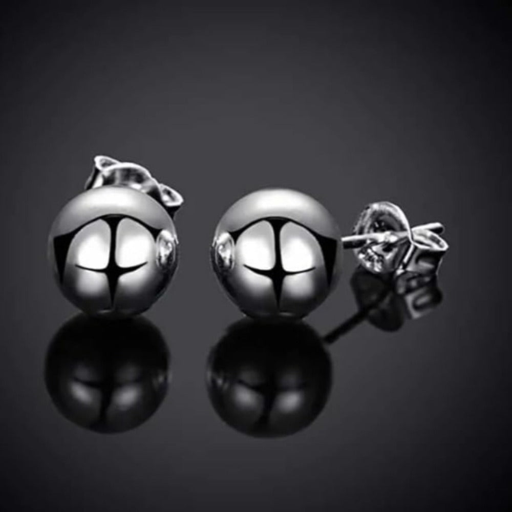 Stud Earrings for Women - S925 Sterling Silver 10mm Round Simple Minimalist Ear Piercing Jewelry - product detail view 11