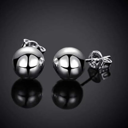 Stud Earrings for Women - S925 Sterling Silver 10mm Round Simple Minimalist Ear Piercing Jewelry - product detail view 11