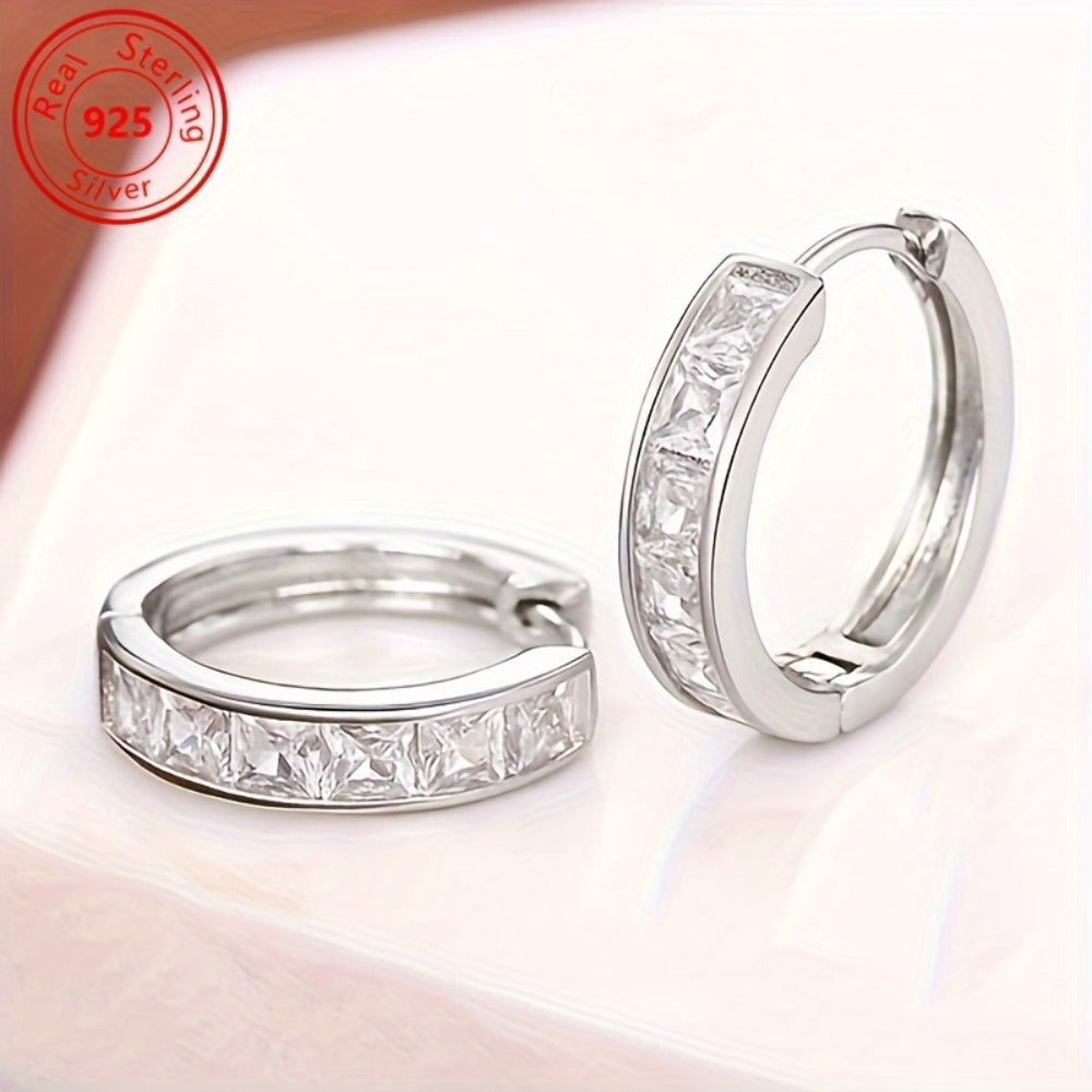 Stud Earrings for Women - S925 Sterling Silver CZ 2 Pairs - Sparkling Zirconia Hypoallergenic for - product detail view 3