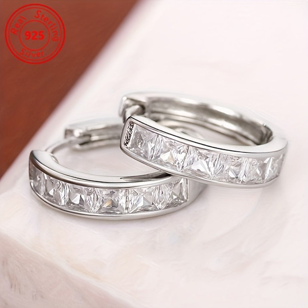 Stud Earrings for Women - S925 Sterling Silver CZ 2 Pairs - Sparkling Zirconia Hypoallergenic for - product detail view 4