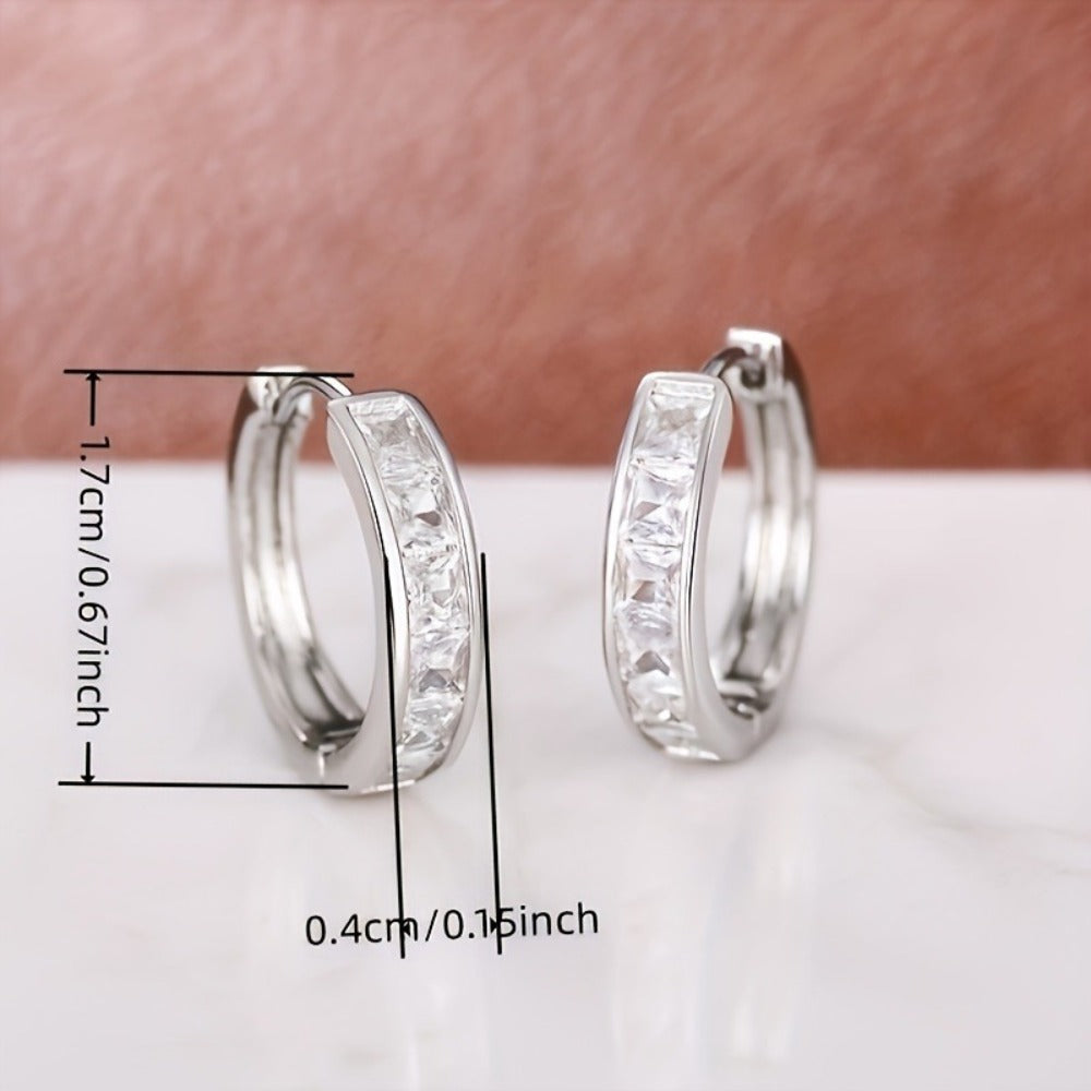 Stud Earrings for Women - S925 Sterling Silver CZ 2 Pairs - Sparkling Zirconia Hypoallergenic for - product detail view 11