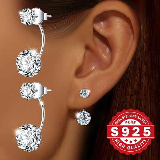 Stud Earrings for Women - S925 Sterling Silver Elegant for - Delicate Luxury Silver , Low Allergy - main product view
