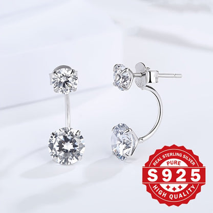 Stud Earrings for Women - S925 Sterling Silver Elegant for - Delicate Luxury Silver , Low Allergy - product detail view 3