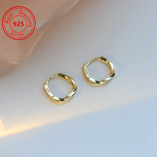 Stud Earrings for Women - S925 Sterling Silver Huggie Hoop - 18K Gold Plated Hypoallergenic Simple - main product view