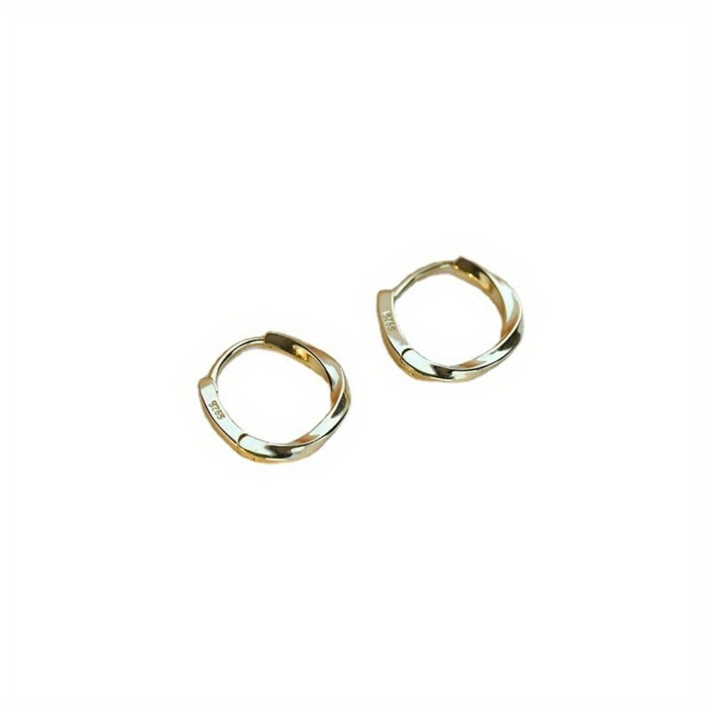 Stud Earrings for Women - S925 Sterling Silver Huggie Hoop - 18K Gold Plated Hypoallergenic Simple - product detail view 10