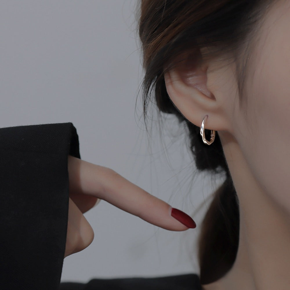 Stud Earrings for Women - S925 Sterling Silver Huggie Hoop - 18K Gold Plated Hypoallergenic Simple - product detail view 11