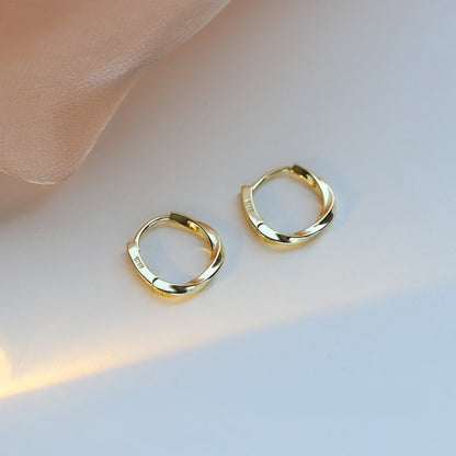 Stud Earrings for Women - S925 Sterling Silver Huggie Hoop - 18K Gold Plated Hypoallergenic Simple - product detail view 16