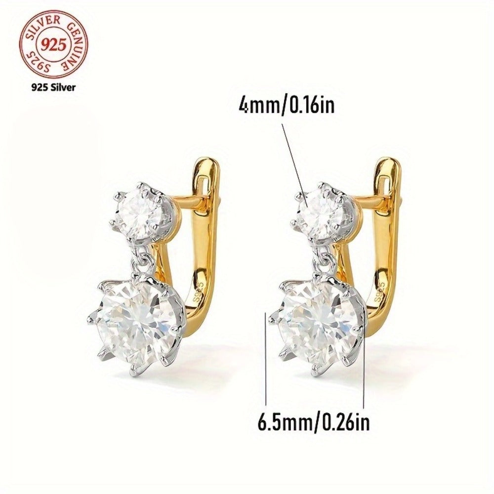Stud Earrings for Women - S925 Sterling Silver Screw Back - Hip Hop Gold Ear for & Men, Secure - product detail view 5