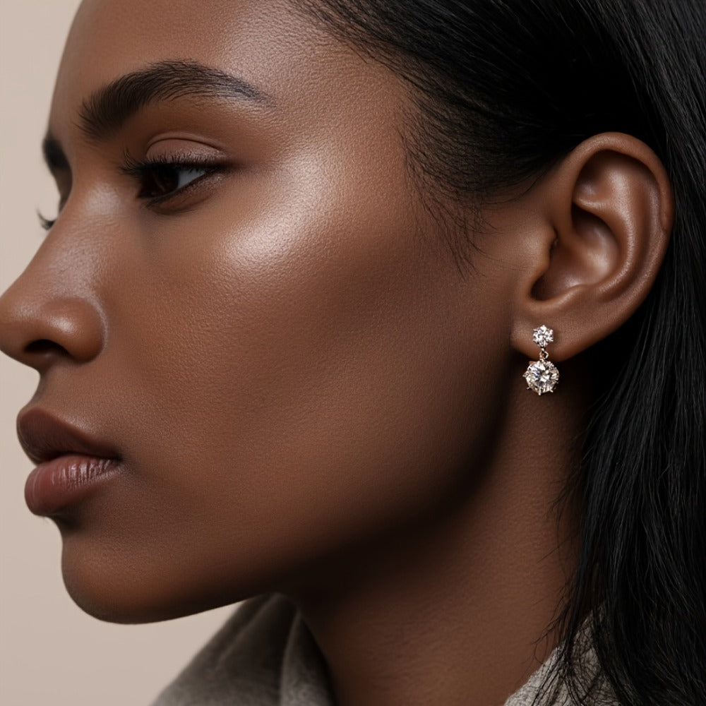 Stud Earrings for Women - S925 Sterling Silver Screw Back - Hip Hop Gold Ear for & Men, Secure - product detail view 7