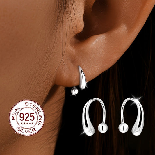 Stud Earrings for Women - S925 Sterling Silver Teardrop with Screw-Back Minimalist High-End for - main product view