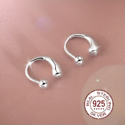 Stud Earrings for Women - S925 Sterling Silver Teardrop with Screw-Back Minimalist High-End for - product detail view 4