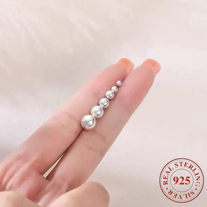 Stud Earrings for Women - Sterling Silver Set 5 Pairs - 925 Silver Ball for Multiple Piercings, Tiny - product detail view 6