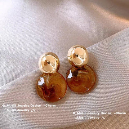 Stud Earrings for Women - Tiger's Eye Set 9 Pairs for - Light Luxury Malachite Natural Stone , INS - product detail view 6