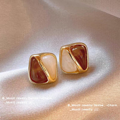 Stud Earrings for Women - Tiger's Eye Set 9 Pairs for - Light Luxury Malachite Natural Stone , INS - product detail view 7
