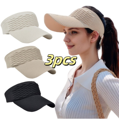Sun Hat - 3-Pack for Women Elastic Open Top Ponytail Outdoor UV Protection Beach - product detail view 2