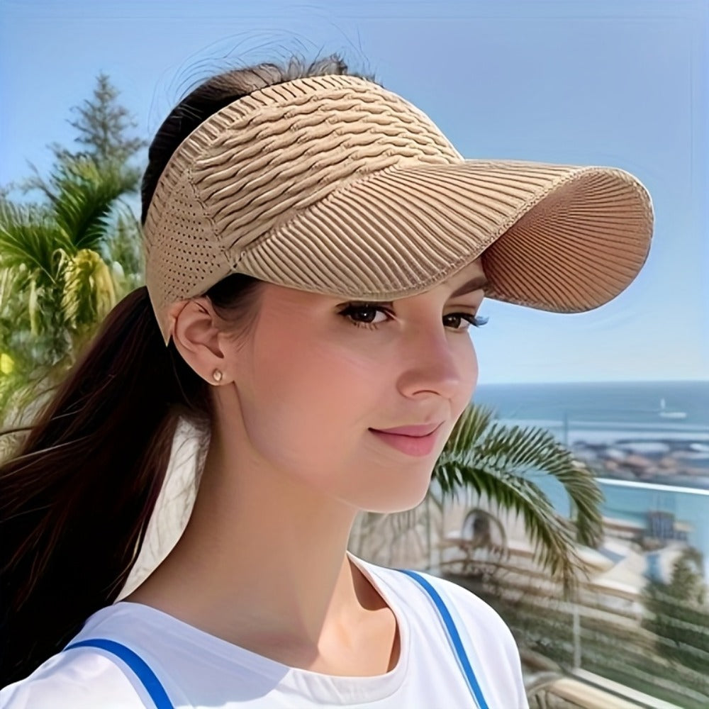Sun Hat - 3-Pack for Women Elastic Open Top Ponytail Outdoor UV Protection Beach - product detail view 3