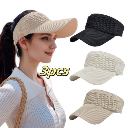 Sun Hat - 3-Pack for Women Elastic Open Top Ponytail Outdoor UV Protection Beach - product detail view 4