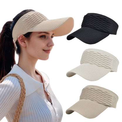 Sun Hat - 3-Pack for Women Elastic Open Top Ponytail Outdoor UV Protection Beach - product detail view 5