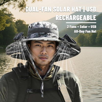 Sun Hat - Solar Fan Wide Brim with Built-In Solar Powered Fan for Men Outdoor - product detail view 2