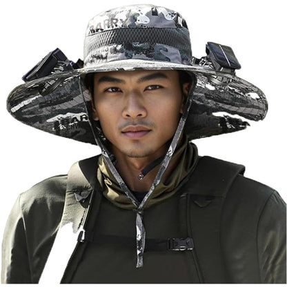 Sun Hat - Solar Fan Wide Brim with Built-In Solar Powered Fan for Men Outdoor - product detail view 3
