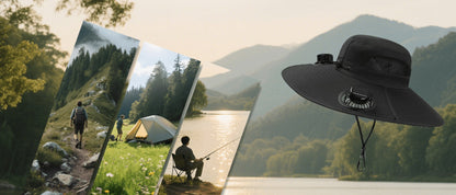 Sun Hat - Solar Fan Wide Brim with Built-In Solar Powered Fan for Men Outdoor - product detail view 11