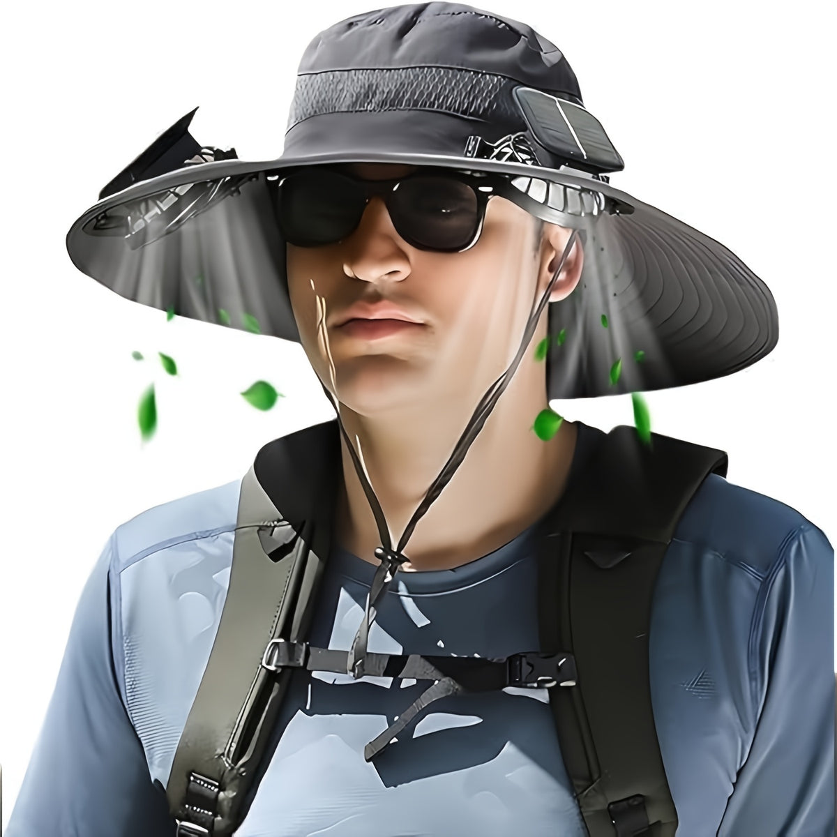 Sun Hat - Solar Fan Wide Brim with Built-In Solar Powered Fan for Men Outdoor - product detail view 14