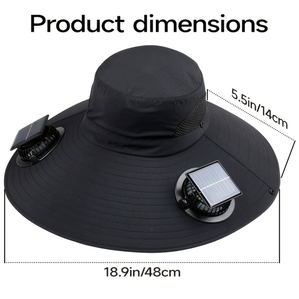 Sun Hat - Solar Powered Fan with UV Protection 3-Speed Adjustable Cooling Fan Cap - product detail view 2