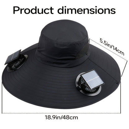 Sun Hat - Solar Powered Fan with UV Protection 3-Speed Adjustable Cooling Fan Cap - product detail view 2