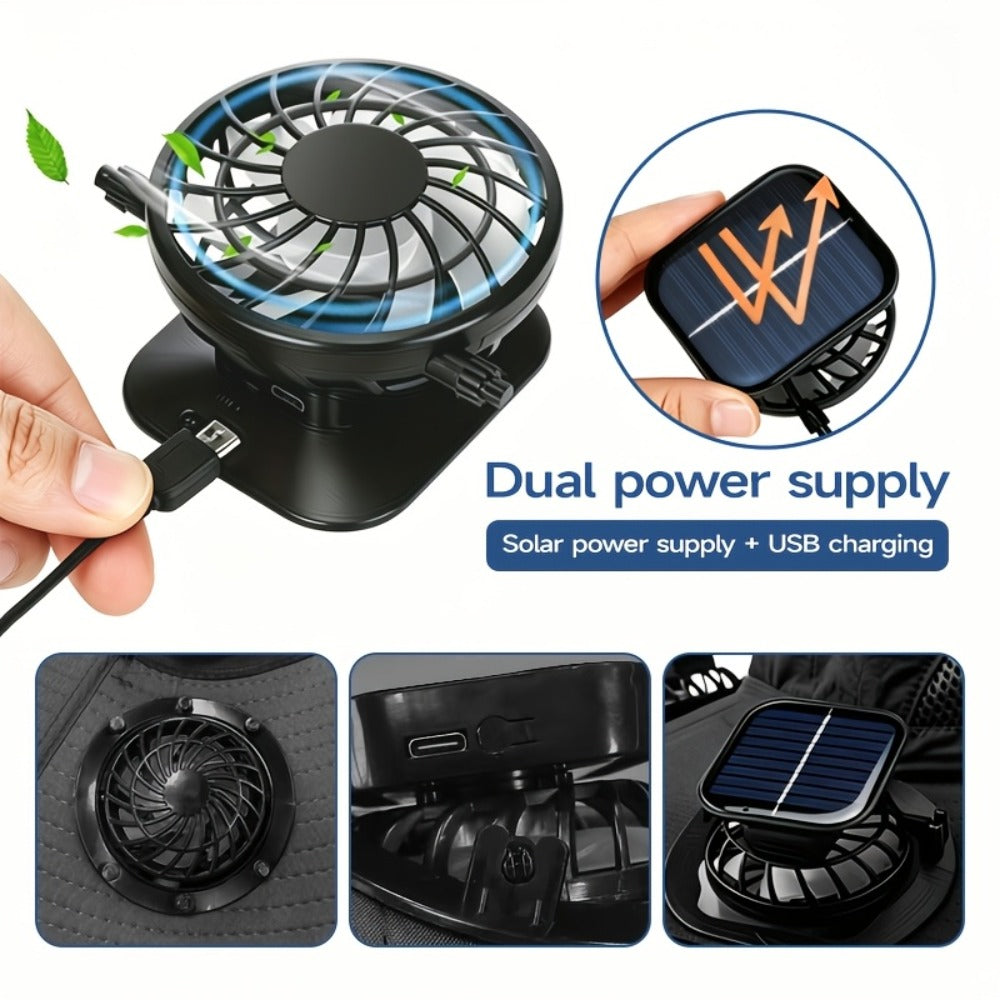 Sun Hat - Solar Powered Fan with UV Protection 3-Speed Adjustable Cooling Fan Cap - product detail view 10
