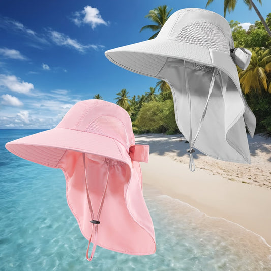 Sun Hats - Hat Women Wide Brim Foldable Bucket Hat with Neck Cover - UPF UV - main product view
