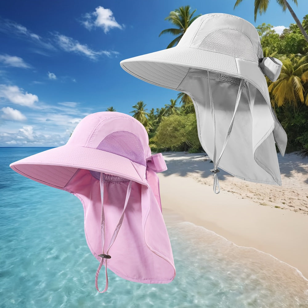 Sun Hats - Hat Women Wide Brim Foldable Bucket Hat with Neck Cover - UPF UV - product detail view 10