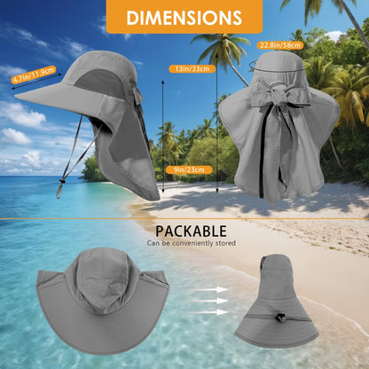 Sun Hats - Hat Women Wide Brim Foldable Bucket Hat with Neck Cover - UPF UV - product detail view 13