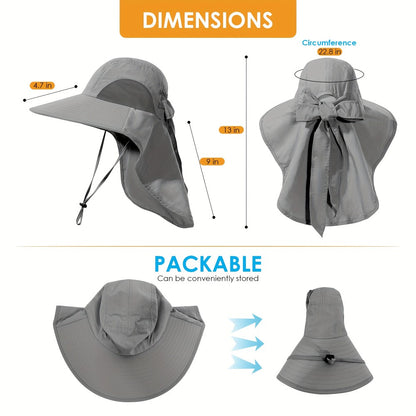 Sun Hats - Hat Women Wide Brim Foldable Bucket Hat with Neck Cover - UPF UV - product detail view 14