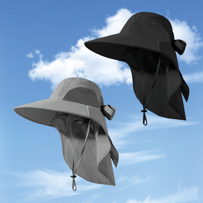 Sun Hats - Hat Women Wide Brim Foldable Bucket Hat with Neck Cover - UPF UV - product detail view 16