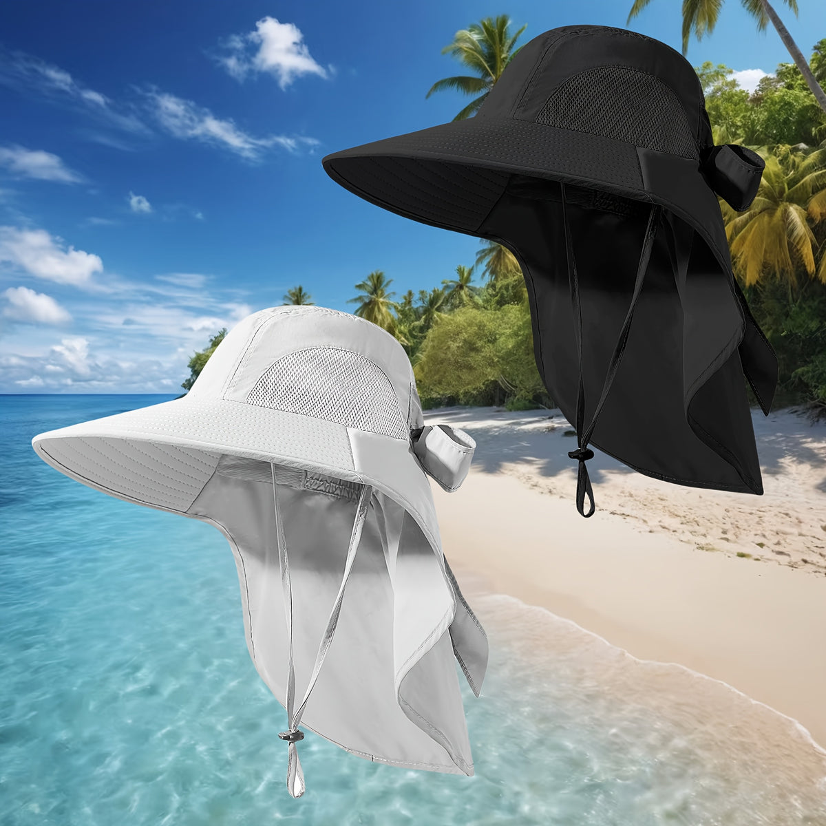 Sun Hats - Hat Women Wide Brim Foldable Bucket Hat with Neck Cover - UPF UV - product detail view 21