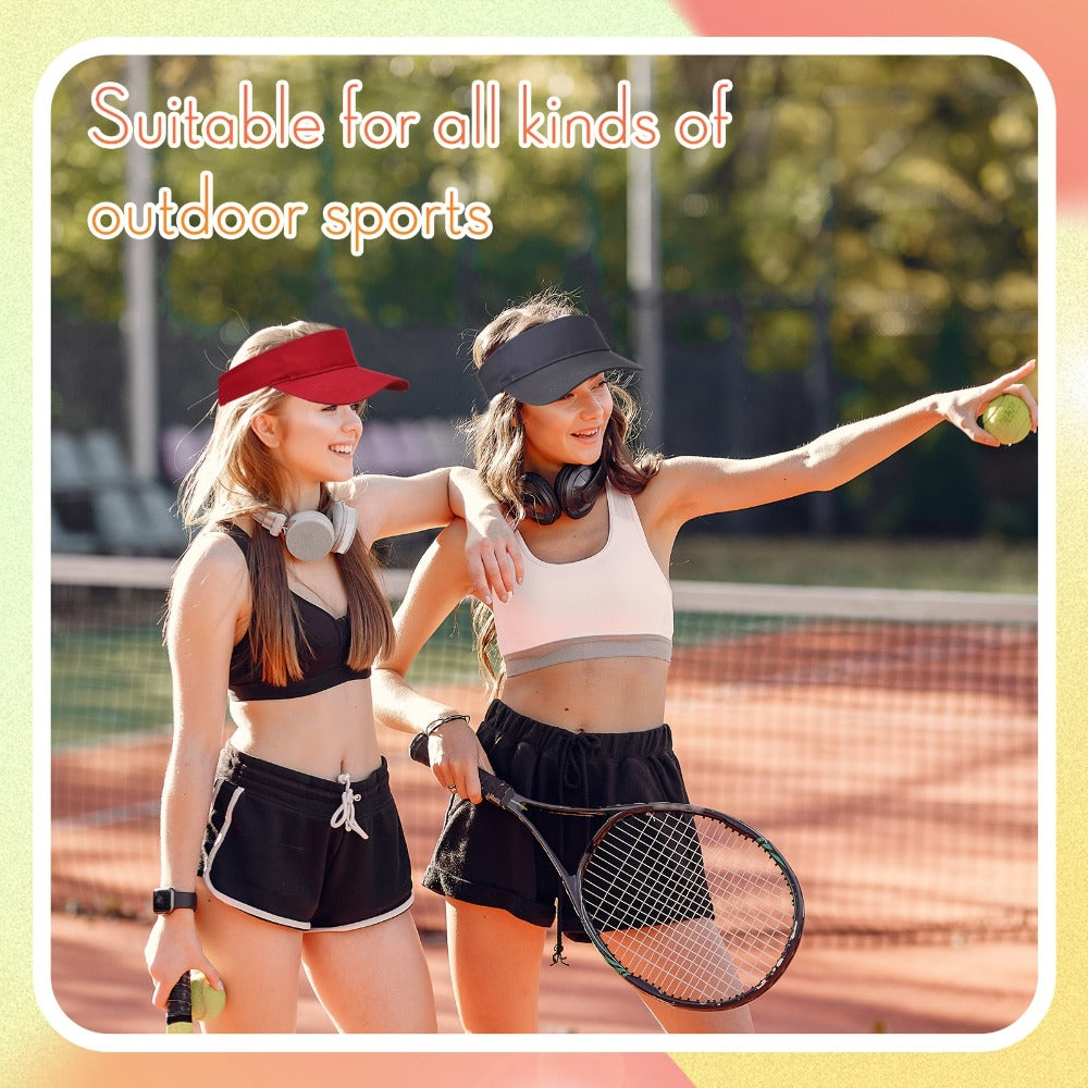 Sun Visor - Hat Bulk 36 Pack Adjustable Lightweight Empty Top Cap for Men Women Tennis - product detail view 2