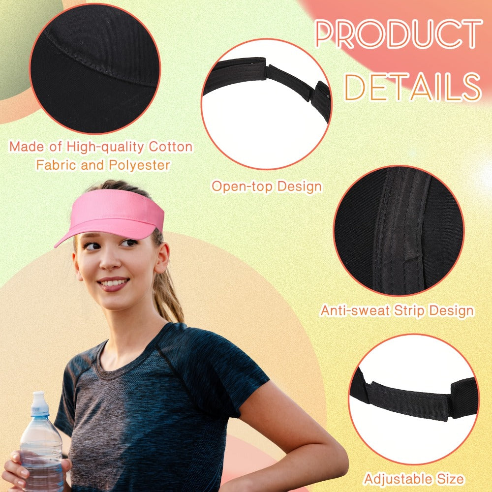 Sun Visor - Hat Bulk 36 Pack Adjustable Lightweight Empty Top Cap for Men Women Tennis - product detail view 5