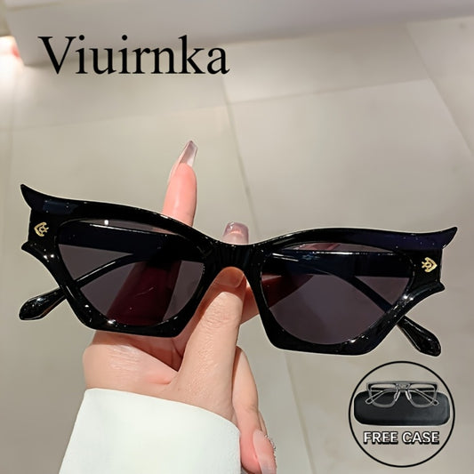 Sunglasses for Women - Cat Eye for Black Retro Wide Rim Bold Statement Eyewear for , Beach - main product view