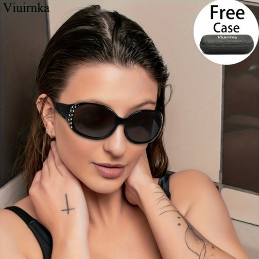 Sunglasses for Women - Cat Eye Rhinestone Embellished Floral Design Leopard Tea Lightweight - main product view