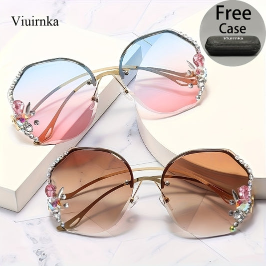 Sunglasses for Women - Diamond for Premium Gradient Lenses with Protective Case Glamour Fashion - main product view