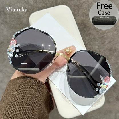 Sunglasses for Women - Diamond for Premium Gradient Lenses with Protective Case Glamour Fashion - product detail view 3