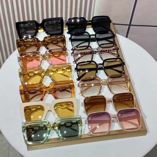 Sunglasses for Women - Fashion Glasses 14 Pack Square Frame Dopamine Colorful Large Rim Cute - main product view