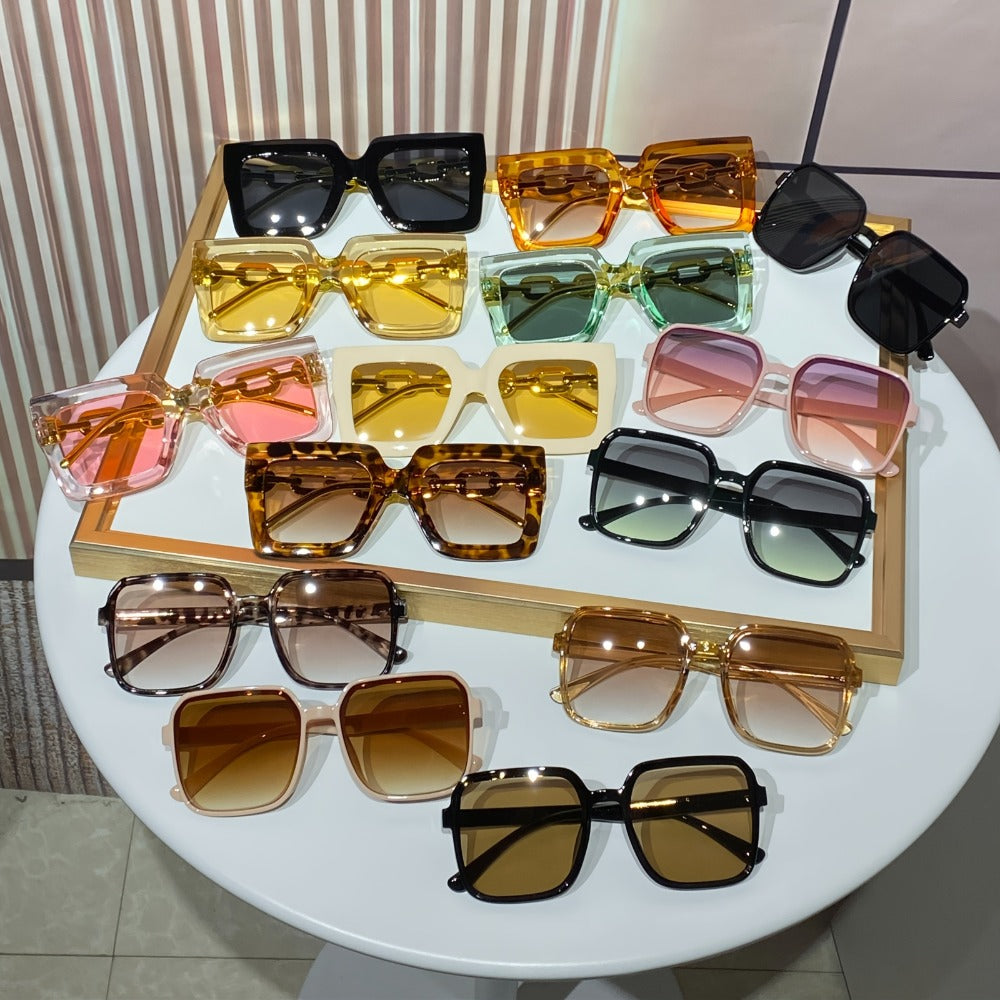 Sunglasses for Women - Fashion Glasses 14 Pack Square Frame Dopamine Colorful Large Rim Cute - product detail view 3