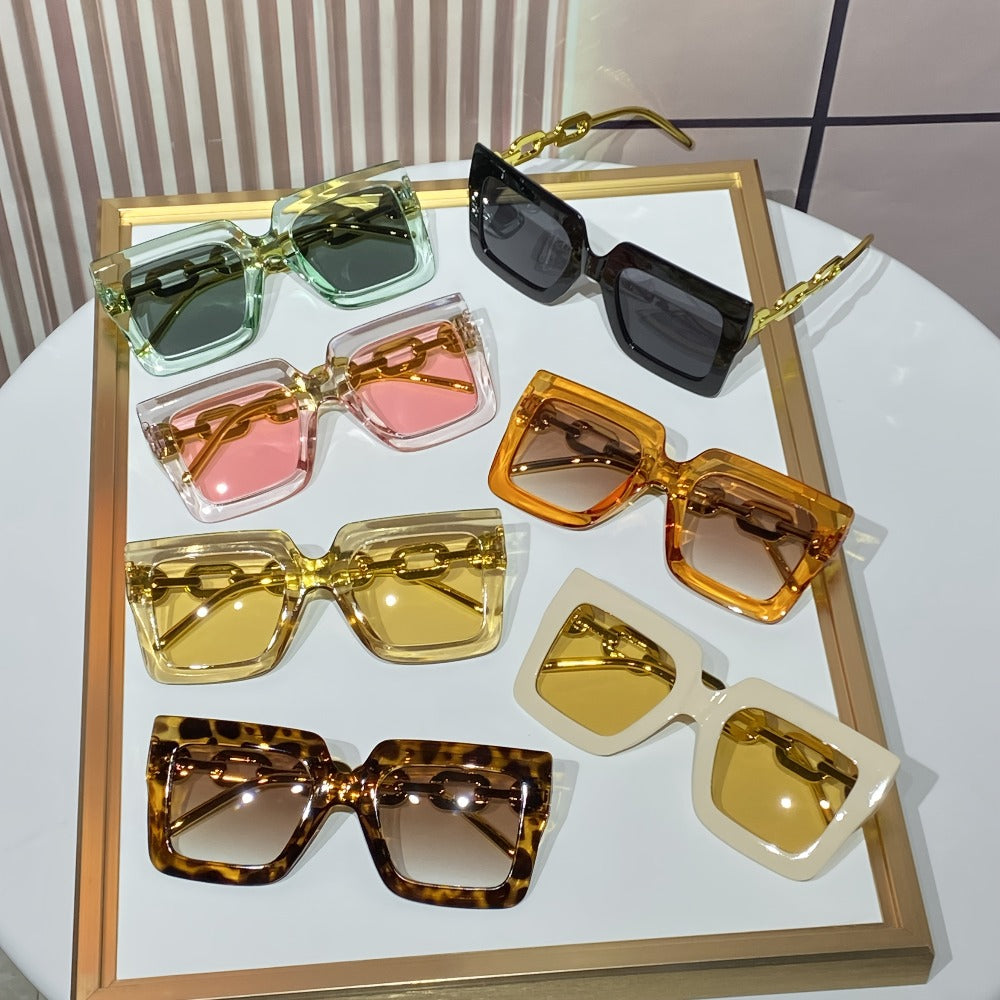 Sunglasses for Women - Fashion Glasses 14 Pack Square Frame Dopamine Colorful Large Rim Cute - product detail view 12